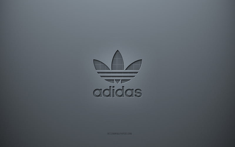 Adidas logo, gray creative background, Adidas emblem, gray paper texture, Adidas, gray background, Adidas 3d logo, HD wallpaper