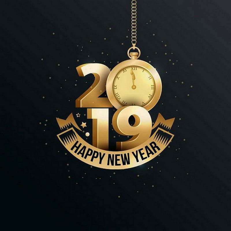 New Year, Newyear2019, Clock, Watch, 2019, Hd Phone Wallpaper | Peakpx