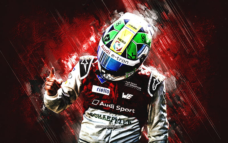 Lucas di Grassi, Formula E, Brazilian racing driver, Audi Sport ABT Schaeffler, FIA Formula E Championship, red stone background, HD wallpaper