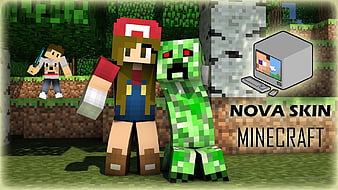 Minecraft Girl Skin, signs, theme, HD phone wallpaper