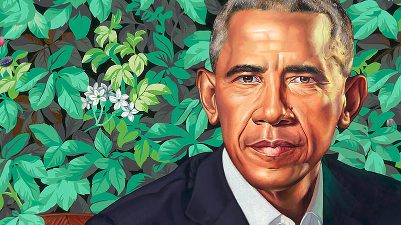 Barack Obama, art, green, painting, president, face, portrait, pictura, obama, HD wallpaper