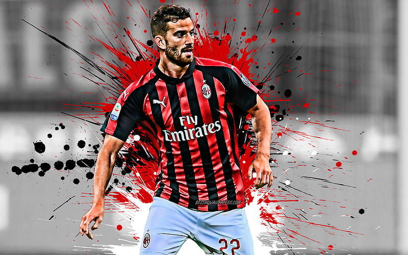 Mateo Musacchio Argentinian football player, AC Milan, defender, red-black paint splashes, creative art, Serie A, Italy, football, grunge, Musacchio, HD wallpaper