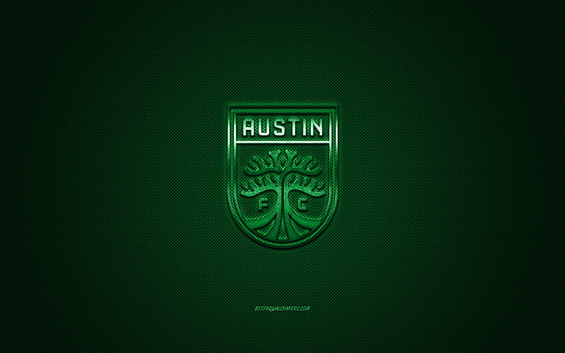 Austin FC, American soccer club, USL Championship, green logo, green carbon fiber background, USL, football, Austin, Texas, USA, Austin FC logo, soccer, HD wallpaper