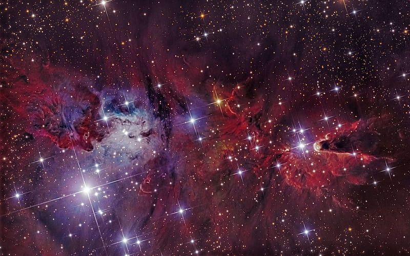 Constellation of the Unicorn, Fox Fur Nebula, open space, Monoceros, NGC 2264 Region, equatorial constellation, Milky Way, HD wallpaper