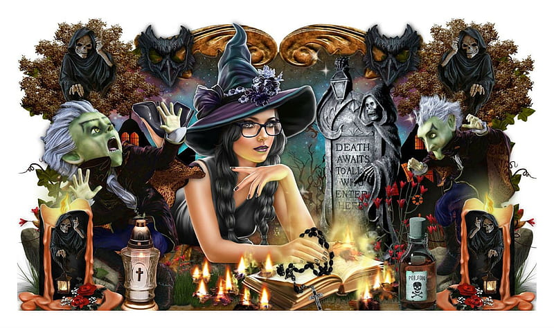 BOOK OF SPELLS, CANDLES, FEMALE, BOOK, WITCH, HD wallpaper