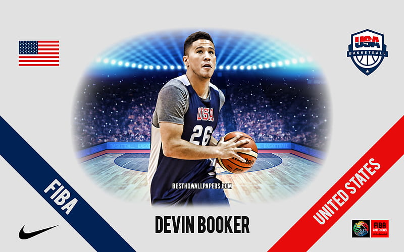 Devin Booker, United States national basketball team, American Basketball Player, NBA, portrait, USA, basketball, HD wallpaper