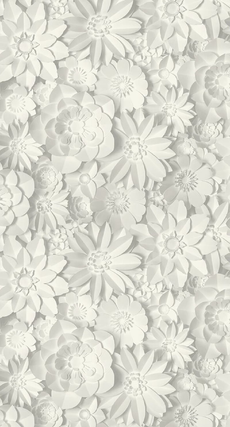 floral, 3d, background, damask, desenho, flowers, gris, pattern, vintage, whaite, HD phone wallpaper