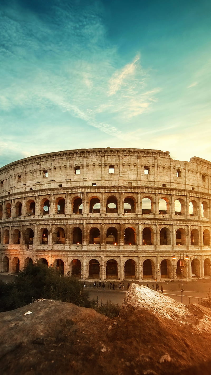 Roma, rome, architecture, italy, colosseum, colosseo, suncity, HD phone wallpaper