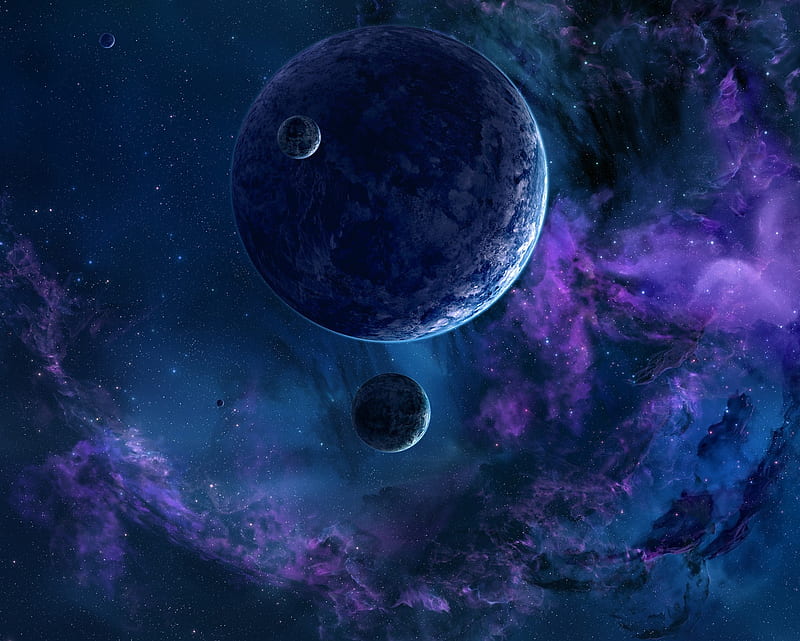 Planets, clouds, galaxy, nebula, outer space, space, stars, sun, HD wallpaper