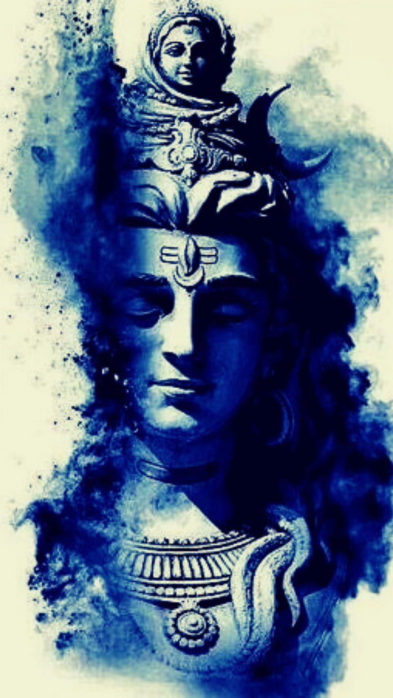 mahadev, electric blue, shiva, sivan, shiv, HD phone wallpaper