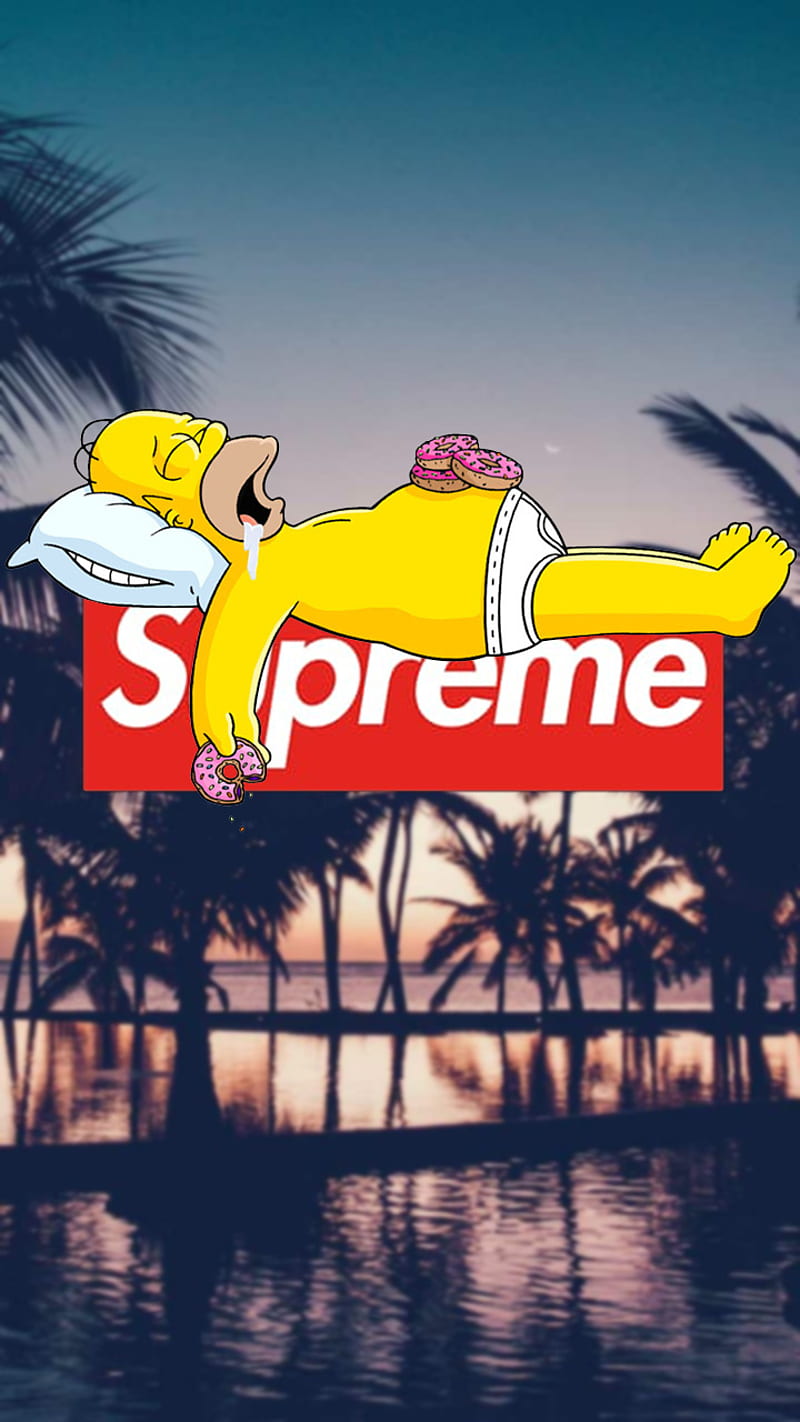Homero simpson, homer, summer, supreme, theme, HD phone wallpaper
