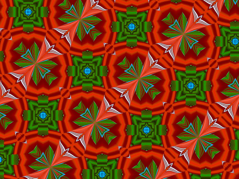 Gift wrapping paper 3, red, fractals, abstract, patterns, green, HD wallpaper