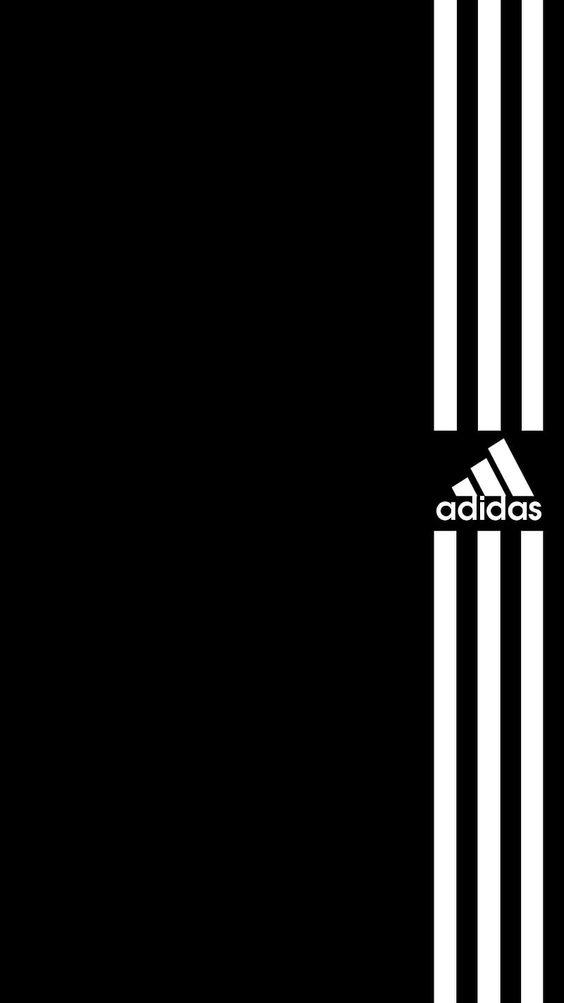 Adidas white stripes, abstract, black, brand, logo, nike, simple, simplistic, speedyderat, sport, HD phone wallpaper