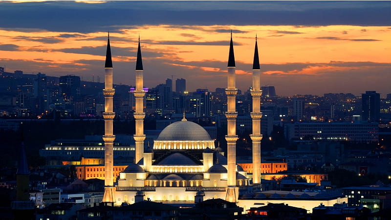 Night Kocatepe Mosque Ankara, HD wallpaper