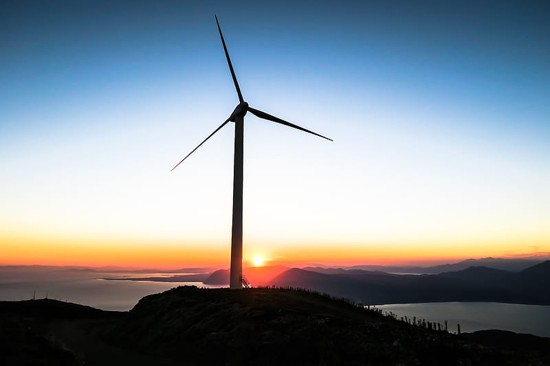 silhouette of wind mill during golden hour, HD wallpaper