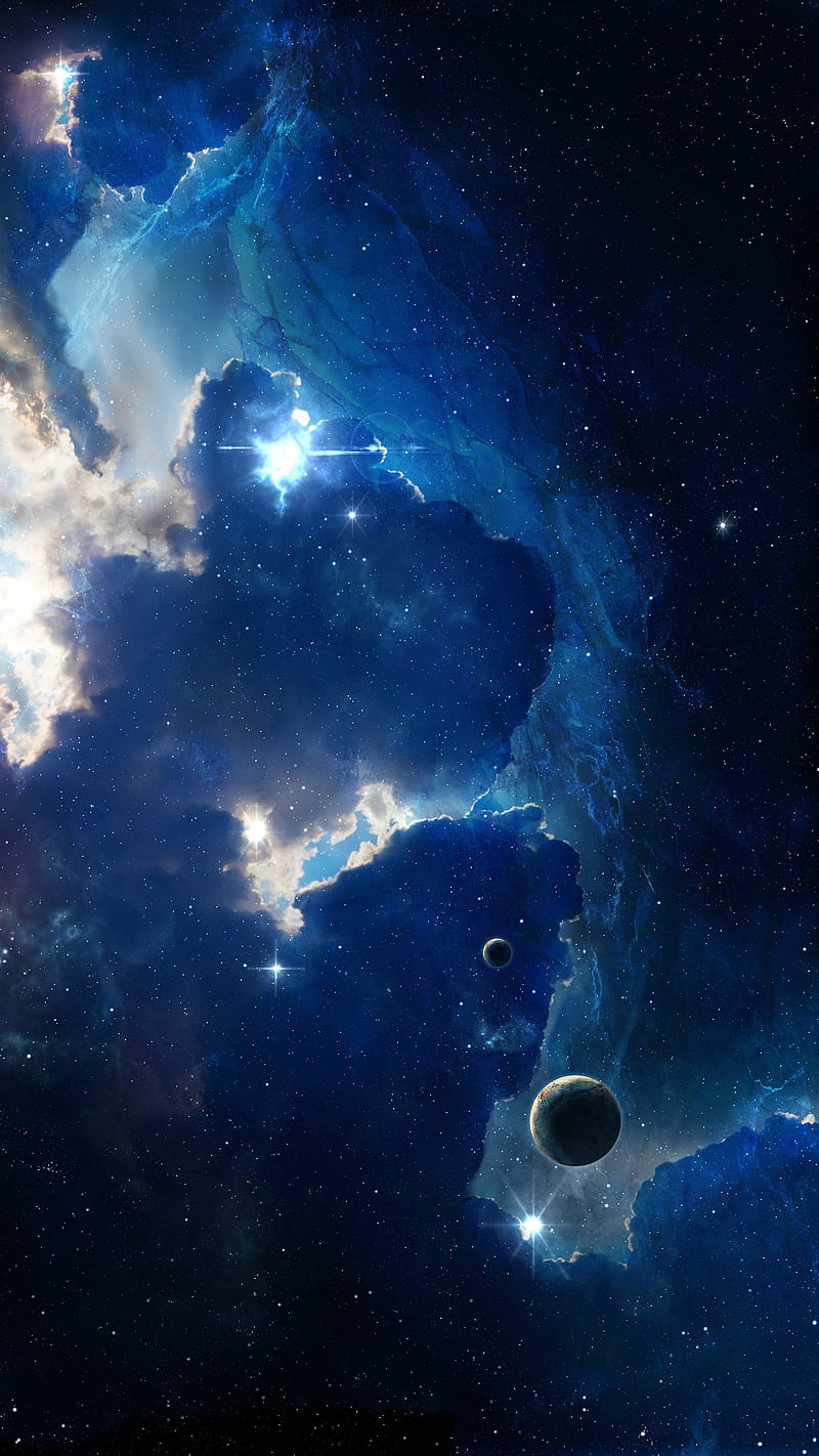 Nebula Stars , space, galaxy, shine, universe, blue, HD phone wallpaper