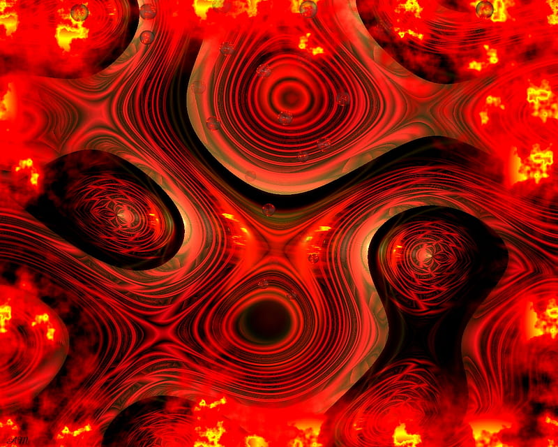 Lava flow, red, fire, 3d, lava, hot, abstract, HD wallpaper