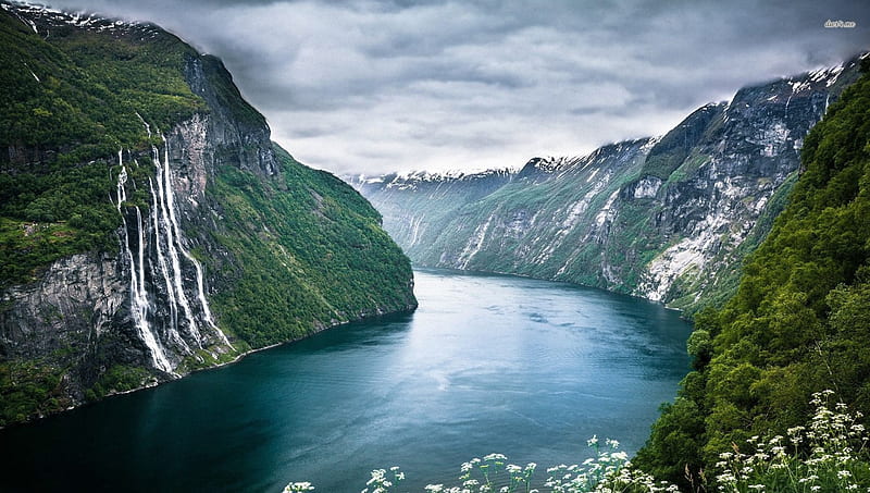 Norwegian Fjord, nature, water, mountains, rivers, HD wallpaper