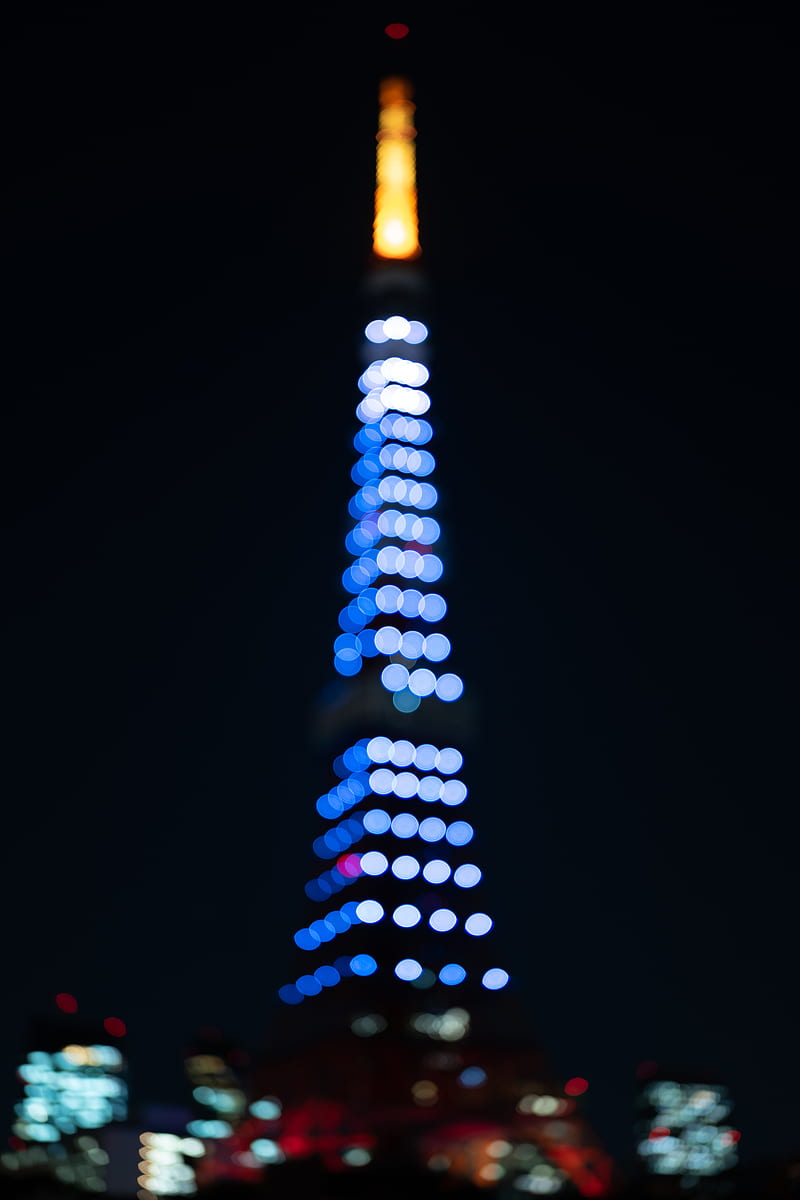 tower, backlight, blur, glare, bokeh, HD phone wallpaper