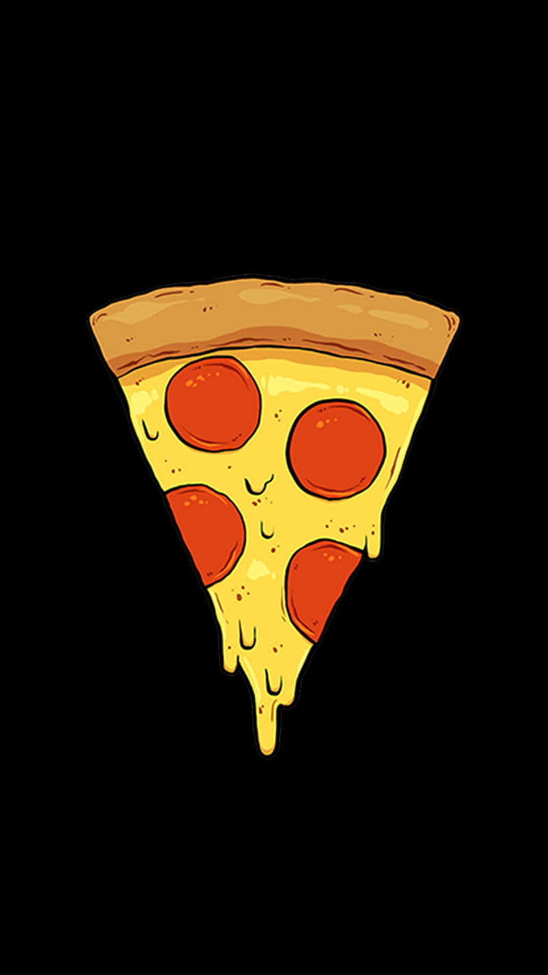 Pizza, black, cheese, food, funny, cute, HD phone wallpaper