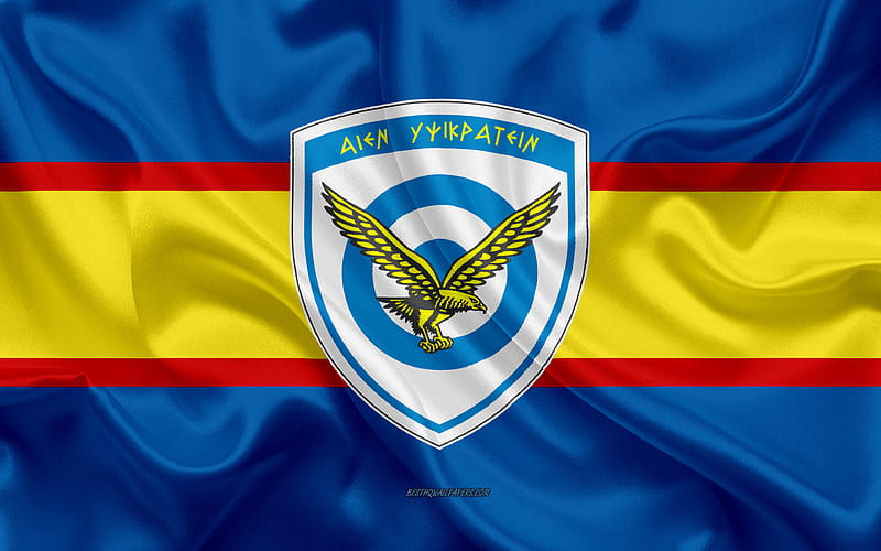 Hellenic Air Force Flag silk flag, silk texture, Hellenic Air Force coat of arms, Greece, Greek Air Force, Hellenic Air Force, HD wallpaper