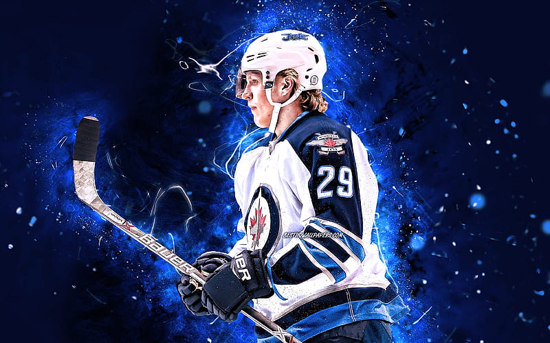 Patrik Laine NHL, Winnipeg Jets, hockey stars, hockey, blue neon lights ...