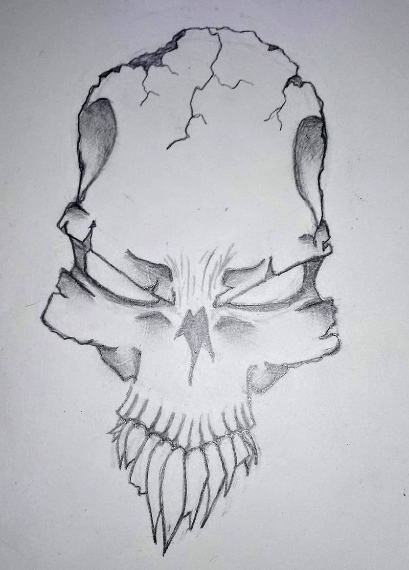 How to draw a scary skull - YouTube