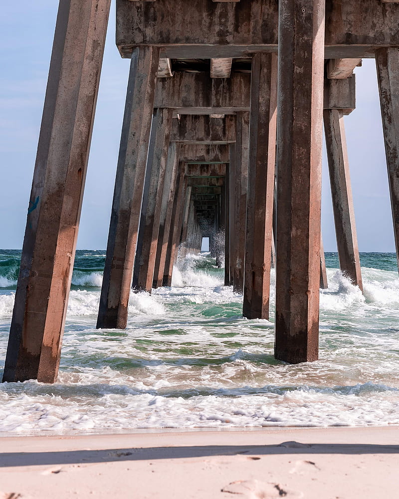 Walk, beach, boardwalk, bridge, natural, nature, ocean, peir, waves, HD ...