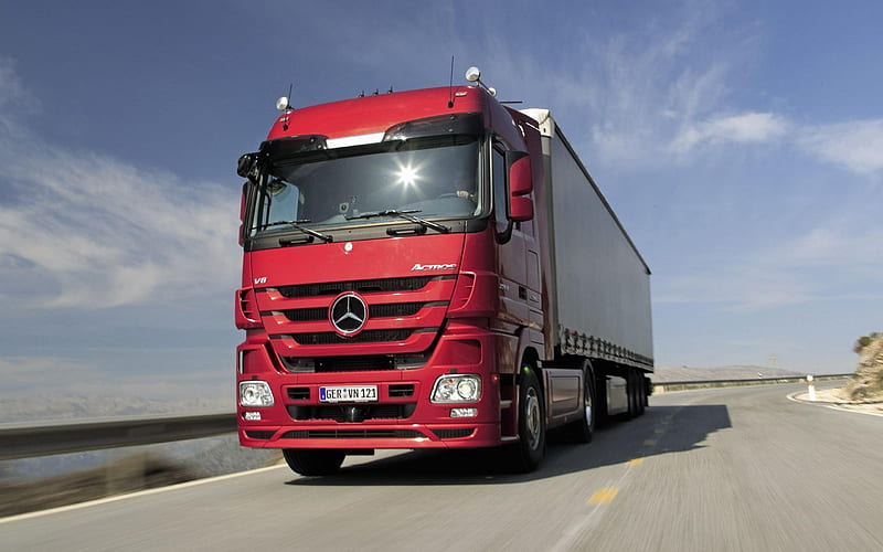 Actros Truck Red Car-transport graphy, HD wallpaper