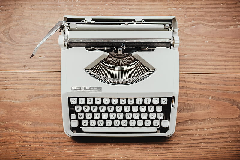 white and black typewriter on table, HD wallpaper