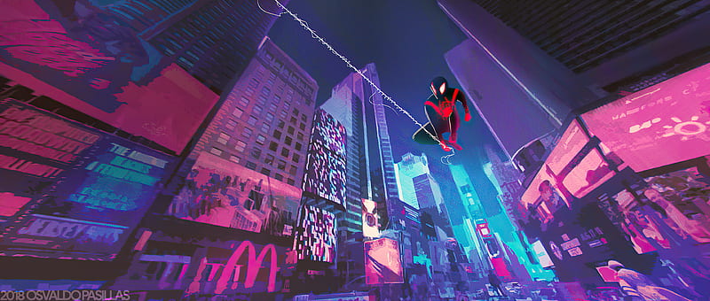Spider Man Miles City, spiderman, superheroes, artwork, artist, artstation, HD wallpaper