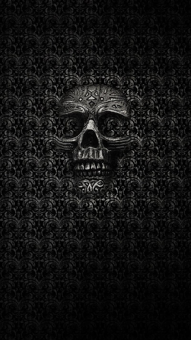 Full Black Screen, Black Skull, HD phone wallpaper