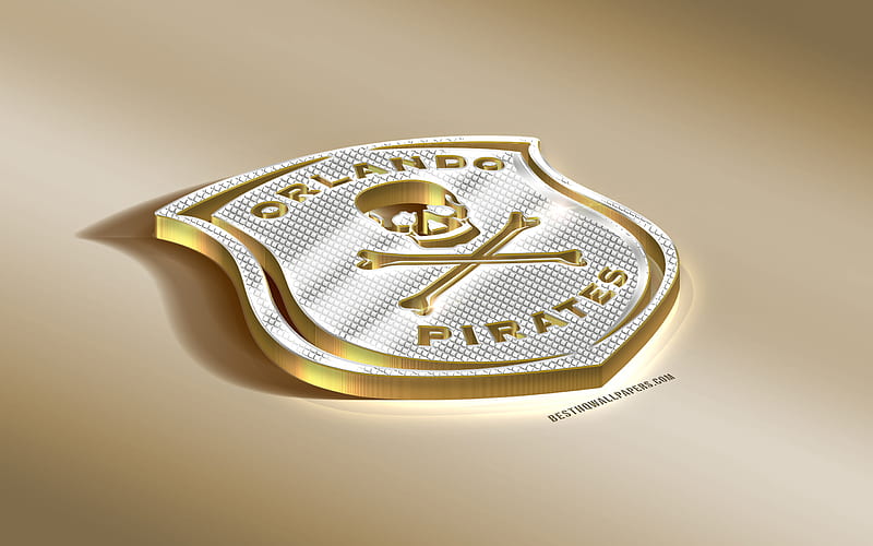 Orlando Pirates FC, South African Football Club, Golden Silver logo, Johannesburg, South Africa, ABSA Premiership, Premier League, 3d golden emblem, creative 3d art, football, HD wallpaper