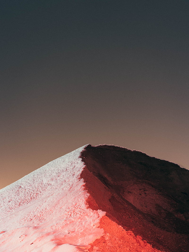 mountain, peak, snow, dusk, minimalism, nature, HD phone wallpaper