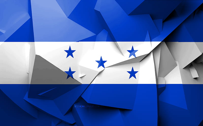 Flag of Honduras, geometric art, North American countries, Honduras flag, creative, Honduras, North America, Honduras 3D flag, national symbols, HD wallpaper