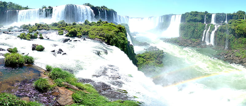 Iguazu Falls panorama, waterfall, nature, bonito, panoramic, HD wallpaper