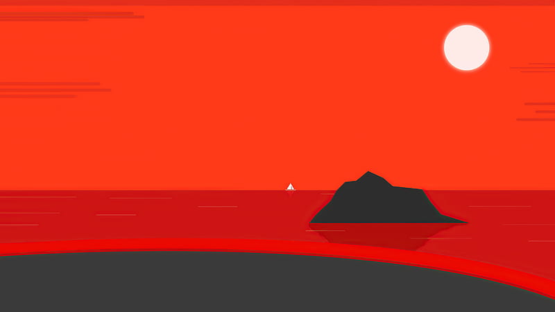Red Beach Minimal, HD wallpaper