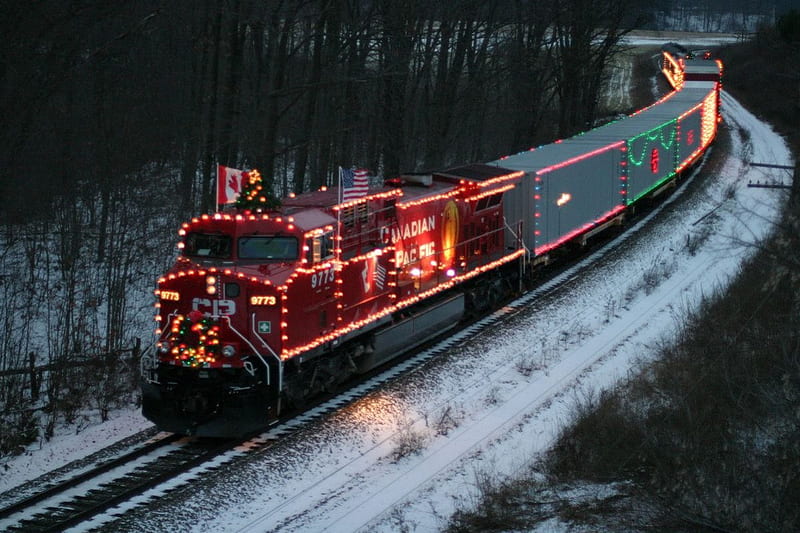 Christmas Train, holidays, christmas, vehicles, trains, HD wallpaper