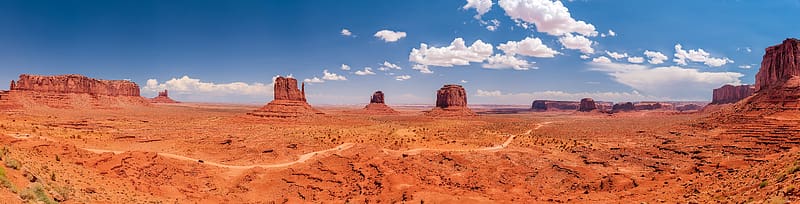 Landscape, Nature, Sky, Desert, Usa, , Panorama, Monument Valley, HD wallpaper