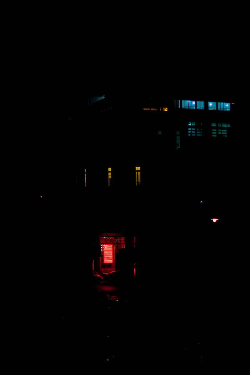 night city, city lights, dark, darkness, building, light, HD phone wallpaper