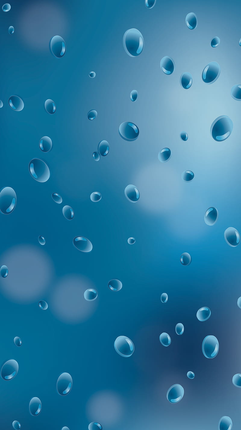 Raindrop, blue, drops, rain, HD phone wallpaper