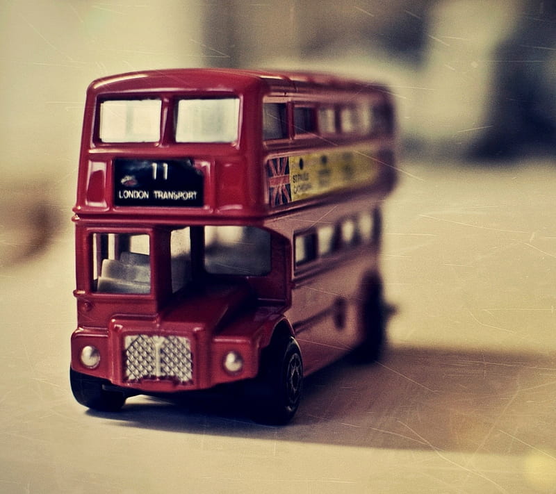 Toy Bus, auto, bus, red bus, toy, vehicle, HD wallpaper