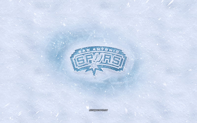 San Antonio Spurs logo, American basketball club, winter concepts, NBA, San Antonio Spurs ice logo, snow texture, San Antonio, Texas, USA, snow background, San Antonio Spurs, basketball, HD wallpaper