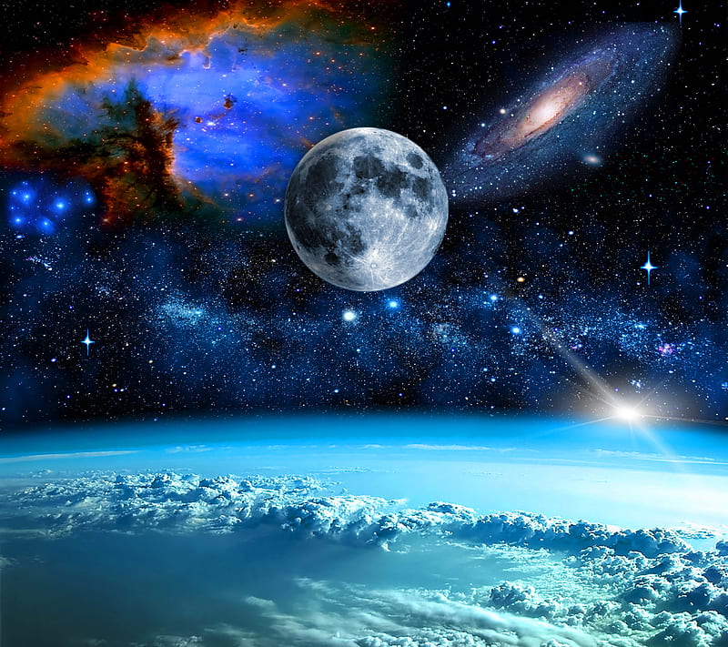 Night Moon, galaxy, moon, night, space, HD wallpaper