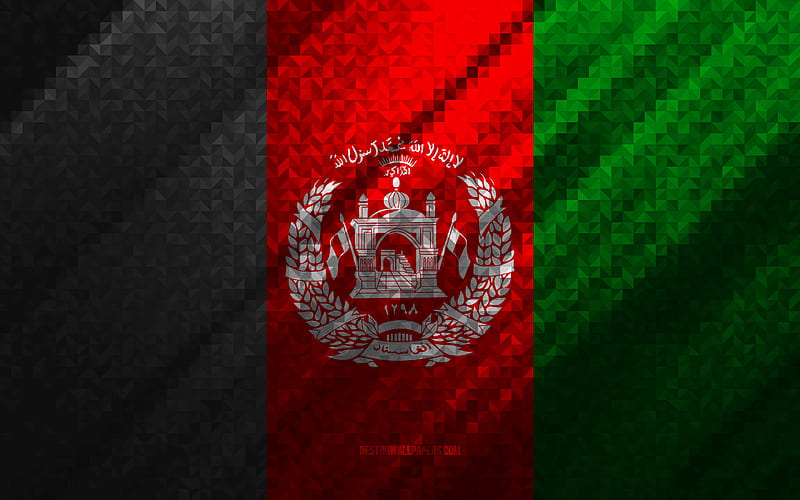 Flag of Afghanistan, multicolored abstraction, Afghanistan mosaic flag, Afghanistan, mosaic art, Afghanistan flag, HD wallpaper