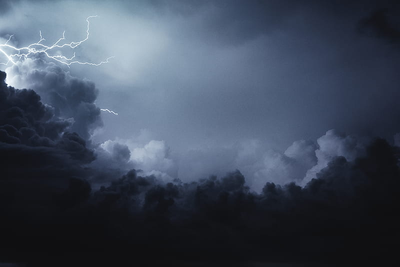 cumulus clouds and lightning, HD wallpaper