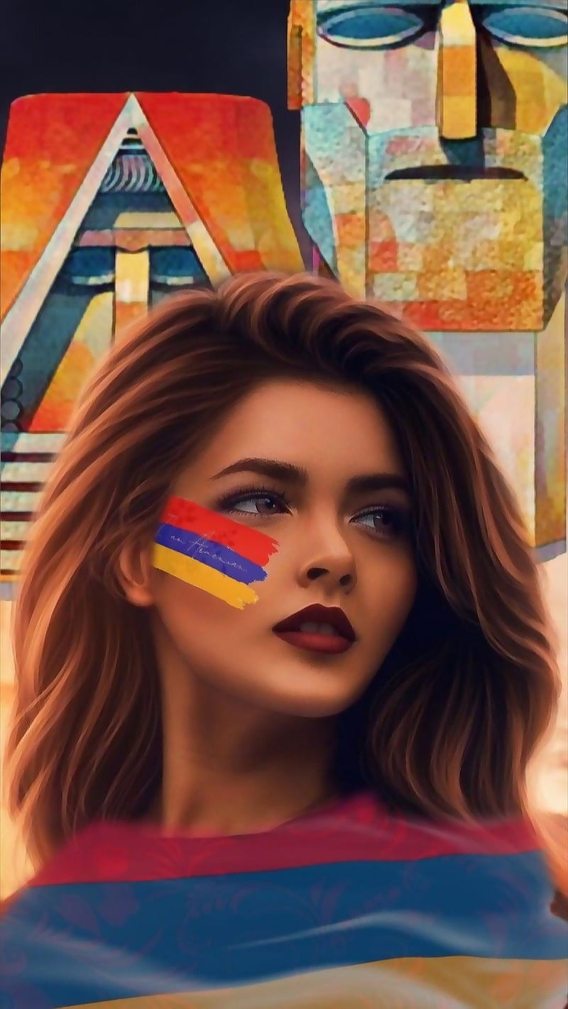 Armenian girl, armenia, armenian flag, artsakh, cute girl, drawings, flag, karabagh, pretty, HD phone wallpaper