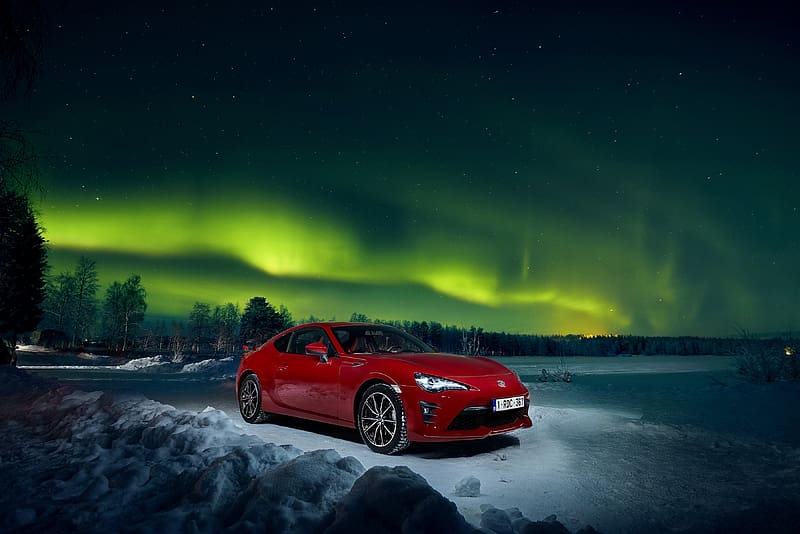 Night, Toyota, Car, Aurora Borealis, Vehicles, Toyota 86, HD wallpaper