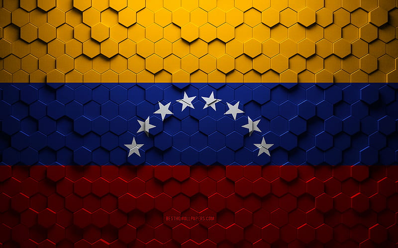 Flag of Venezuela, honeycomb art, Venezuela hexagons flag, Venezuela, 3d hexagons art, Venezuela flag, HD wallpaper