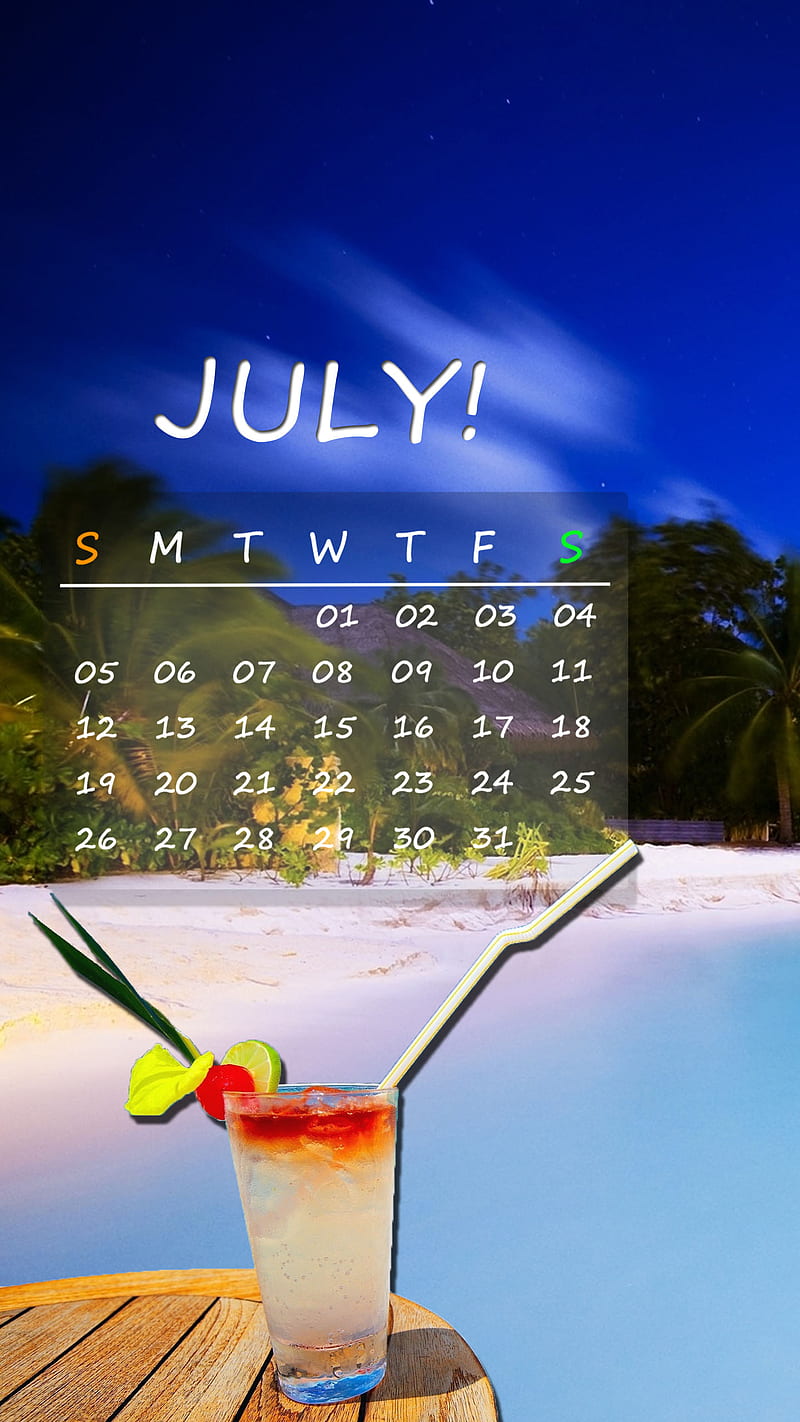 2015 July Calendar, juice, sea, summer, HD phone wallpaper